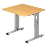 Höhenverstellbarer Schreibtisch MEGA 8 S in Buche und Silber mit quadratischer Tischplatte von hjh OFFICE PRO
