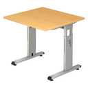 Höhenverstellbarer Schreibtisch MEGA 8 S in Buche und Silber mit quadratischer Tischplatte von hjh OFFICE PRO
