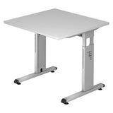 Höhenverstellbarer Schreibtisch MEGA 8 S in Grau und Silber mit quadratischer Platte von hjh OFFICE PRO