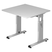 Höhenverstellbarer Schreibtisch MEGA 8 S in Grau und Silber mit quadratischer Platte von hjh OFFICE PRO
