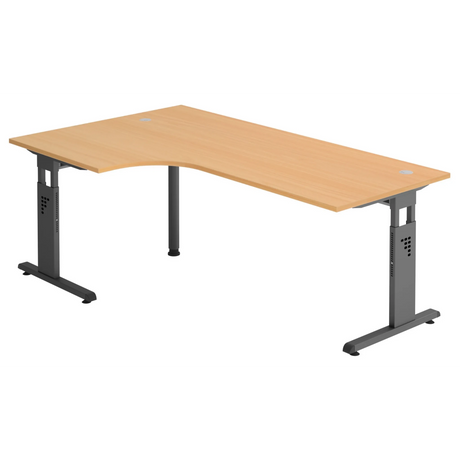 L-förmiger Schreibtisch MEGA 82 G in Buche mit graphitfarbenem Gestell von hjh OFFICE PRO