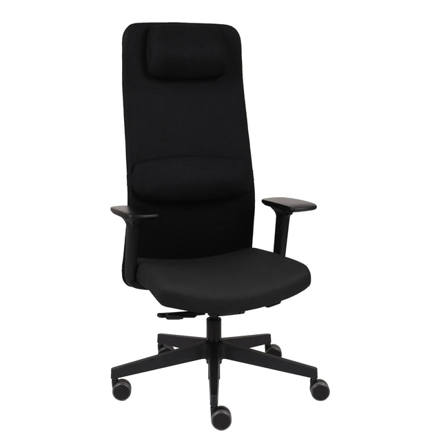 Profi-Bürostuhl Mike2B in Schwarz mit integrierter Kopfstütze und Armlehnen von Grospol