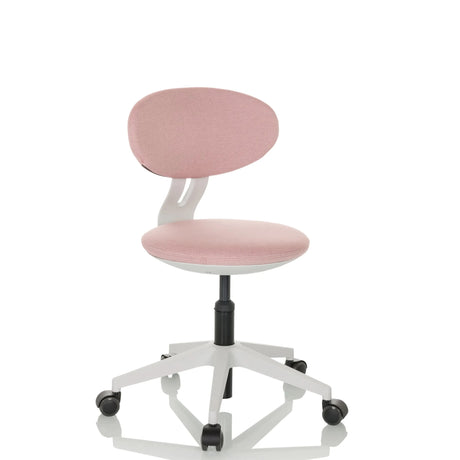 Rosa Kinderdrehstuhl MINIMOVO mit weißem Fußkreuz und Rollen von hjh OFFICE