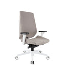 Profi-Bürostuhl MOON WHITE mit beigem Stoffbezug, weißen Gestellteilen und Armlehnen von Grospol