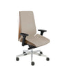 Profi-Bürostuhl MOON WOOD in Beige und Walnuss mit schwarzen Armlehnen von Grospol