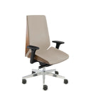 Profi-Bürostuhl MOON WOOD in Beige und Walnuss mit schwarzen Armlehnen von Grospol