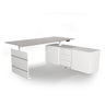 Elektrisch höhenverstellbarer Winkelschreibtisch MOVE 3 in Weiß-Grau mit integriertem Sideboard von Kerkmann