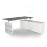 Elektrisch höhenverstellbarer Winkelschreibtisch MOVE 3 in Weiß und Graphit mit Sideboard von Kerkmann