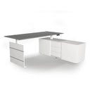 Elektrisch höhenverstellbarer Winkelschreibtisch MOVE 3 in Weiß und Graphit mit Sideboard von Kerkmann