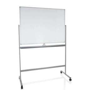 Whiteboard MULTIBOARD I mit weißer Schreibfläche und silbernem Gestell auf Rollen von hjh OFFICE