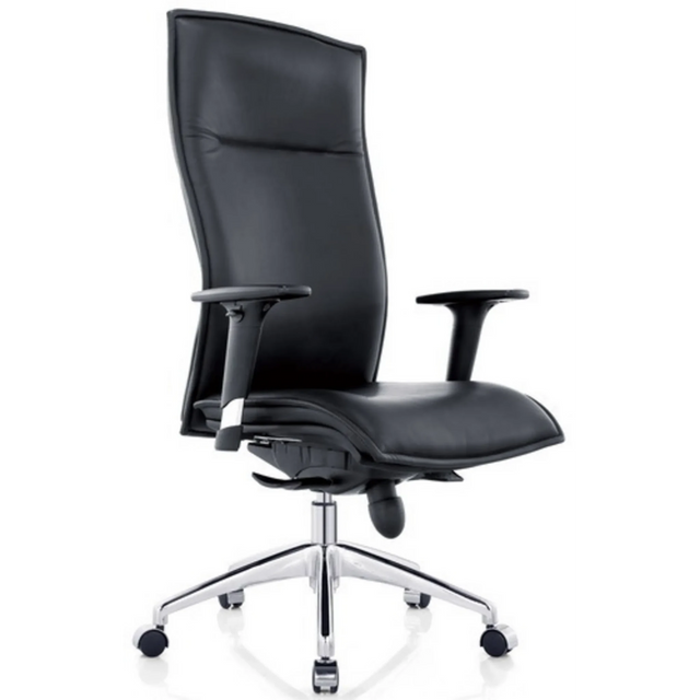Luxus-Chefsessel MURANO 20 mit schwarzem Lederbezug und glänzendem Fußkreuz von hjh OFFICE