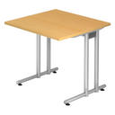 Schreibtisch NANO 8 S mit buchenfarbener Platte und silbernem Metallgestell von hjh OFFICE PRO