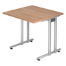 Schreibtisch NANO 8 S mit nussbaumnaturfarbener Platte und silbernem Gestell von hjh OFFICE PRO