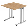 Schreibtisch NANO 8 S mit heller Asteichen-Platte und silberfarbenem Gestell von hjh OFFICE PRO