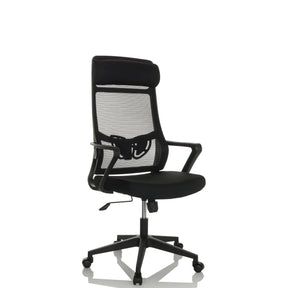 Schwarzer Homeoffice-Bürostuhl NEKEO mit Netzrückenlehne und Armlehnen von hjh OFFICE