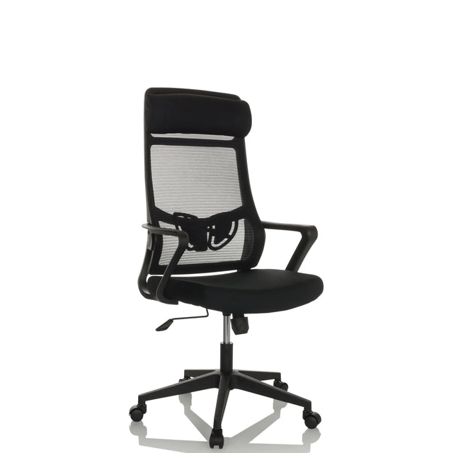 Schwarzer Homeoffice-Bürostuhl NEKEO mit Netzrückenlehne und Armlehnen von hjh OFFICE