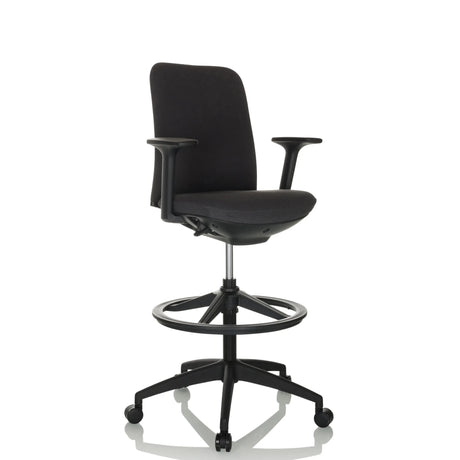 Schwarzer Counterstuhl NESTORA WORK mit gepolsterter Sitzfläche, Armlehnen und Fußring von hjh OFFICE