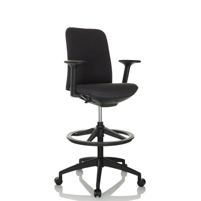 Schwarzer Counterstuhl NESTORA WORK mit gepolsterter Sitzfläche, Armlehnen und Fußring von hjh OFFICE