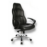 Luxus-Chefsessel OFFICE RS1 mit schwarzem Lederbezug und silberfarbenem Sternfuß von Topstar