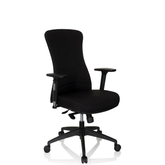 Schwarzer Profi-Bürostuhl OFFICE XT PRO mit Armlehnen und Rollenkreuz von hjh OFFICE