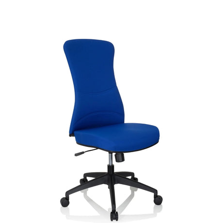 Blauer Profi-Bürostuhl OFFICE XT mit Stoffbezug und schwarzem Fußkreuz auf Rollen von hjh OFFICE
