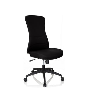 Schwarzer Profi-Bürostuhl OFFICE XT mit Stoffbezug und fünf Rollen von hjh OFFICE