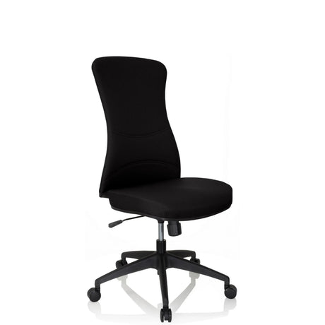 Schwarzer Profi-Bürostuhl OFFICE XT mit Stoffbezug und fünf Rollen von hjh OFFICE