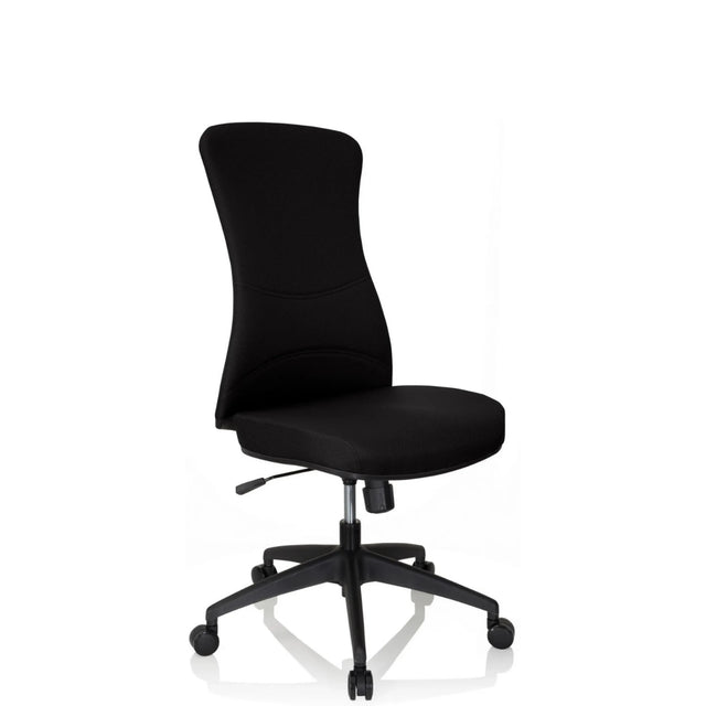 Schwarzer Profi-Bürostuhl OFFICE XT mit Stoffbezug und fünf Rollen von hjh OFFICE