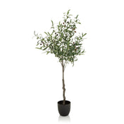 Grüne Kunstpflanze OLIVE in Form eines Olivenbaums mit schwarzem Übertopf von hjh OFFICE