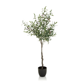 Grüne Kunstpflanze OLIVE in Form eines Olivenbaums mit schwarzem Übertopf von hjh OFFICE