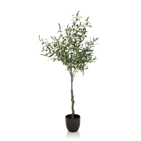 Grüne Kunstpflanze OLIVE in Form eines Olivenbaums mit schwarzem Übertopf von hjh OFFICE