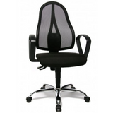 Homeoffice-Bürostuhl OPEN POINT  P SOMO AL.B2(B) in Schwarz mit Netzrückenlehne und glänzendem Fußkreuz von Topstar