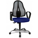 Homeoffice-Bürostuhl OPEN POINT  P SOMO AL.B2(B) mit blauem Sitzpolster, schwarzer Netzlehne und Fußkreuz von Topstar