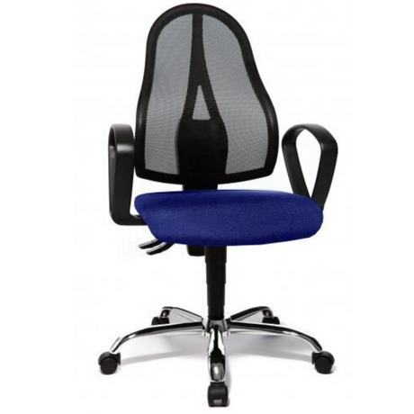 Homeoffice-Bürostuhl OPEN POINT  P SOMO AL.B2(B) mit blauem Sitzpolster, schwarzer Netzlehne und Fußkreuz von Topstar