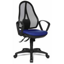 Profi-Bürostuhl Open Point SY B2 mit blauem Sitzpolster, schwarzem Netzrücken und Armlehnen von Topstar