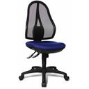 Homeoffice-Bürostuhl Open Point SY mit blauem Sitzpolster und schwarzem Netzrücken von Topstar