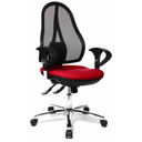 Profi-Bürostuhl Open Point SY U2 mit roter Sitzfläche, schwarzer Netzlehne und Armlehnen von Topstar