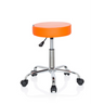 Oranger Drehhocker OPERATOR II mit glänzendem Chromgestell und fünf Doppelrollen von hjh OFFICE
