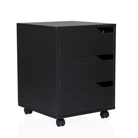 Schwarzer Rollcontainer ORGANISER I mit drei Schubladen und vier Rollen von hjh OFFICE