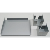 Silbernes Utensilienset ORGSET aus Metall mit einem Tablett und zwei Organizer-Körben von hjh OFFICE PRO