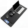 Schreibunterlage Padflux Power in Schwarz mit Laptop, Kopfhörern und Notizbuch von hjh OFFICE