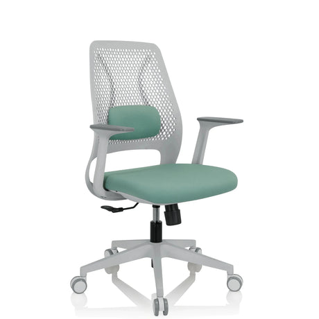 Homeoffice-Bürostuhl PARFERIO W in Mint mit weißem Gestell und Netzrückenlehne von hjh OFFICE