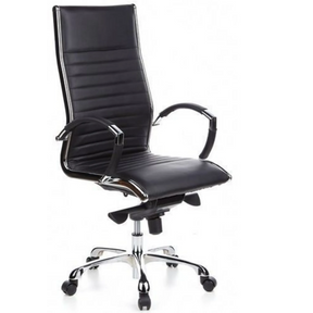 Profi-Chefsessel PARMA 20 mit schwarzem Kunstlederbezug und glänzenden Chromelementen von hjh OFFICE