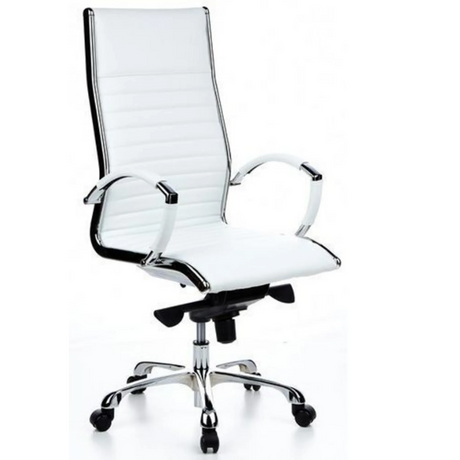 Profi-Chefsessel PARMA 20 in Cremeweiß mit horizontaler Steppung und Chromgestell von hjh OFFICE