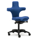 High-End-Bürostuhl PICASSO mit blauem Stoffbezug und schwarzem Fußkreuz von Sitwell Steifensand