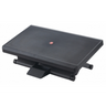 Schwarze Fußablage PIEDINO STRIPE PRO mit gerippter Oberfläche und Einstellhebel von hjh OFFICE
