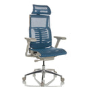 High-End-Bürostuhl POFIT G GEN2 mit blauem Netzbezug und verstellbarer Kopfstütze von hjh OFFICE
