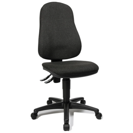 Homeoffice-Bürostuhl POINT 60 mit anthrazitfarbenem Stoffbezug und Rollenfußkreuz von Topstar