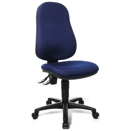 Homeoffice-Bürostuhl POINT 60 mit dunkelblauem Stoffbezug und schwarzem Fußkreuz von Topstar