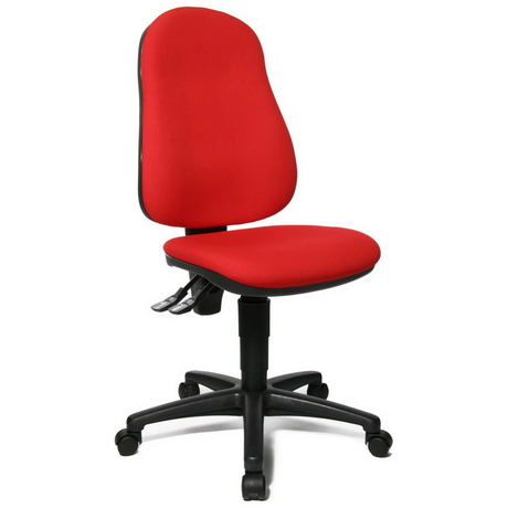 Homeoffice-Bürostuhl POINT 60 mit rotem Stoffbezug und schwarzem Fußkreuz auf Rollen von Topstar